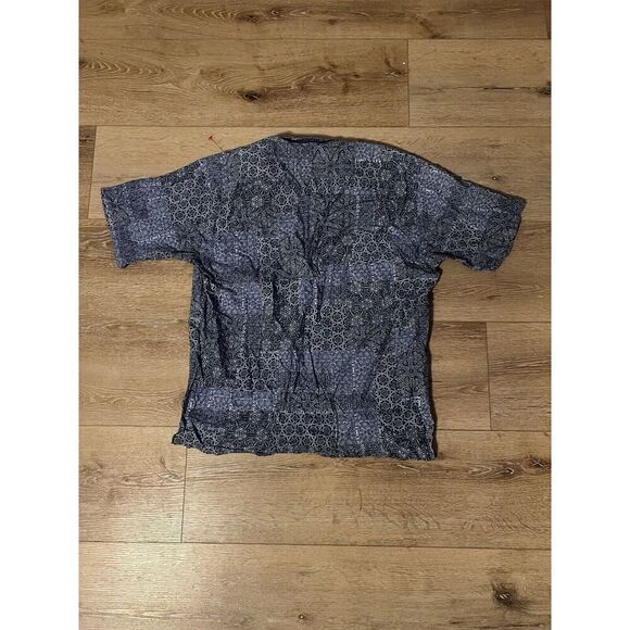 Tori Richard Mens Blue Floral Pattern Button Up Short Sleeve T-shirt Size Large - Picture 2 of 3